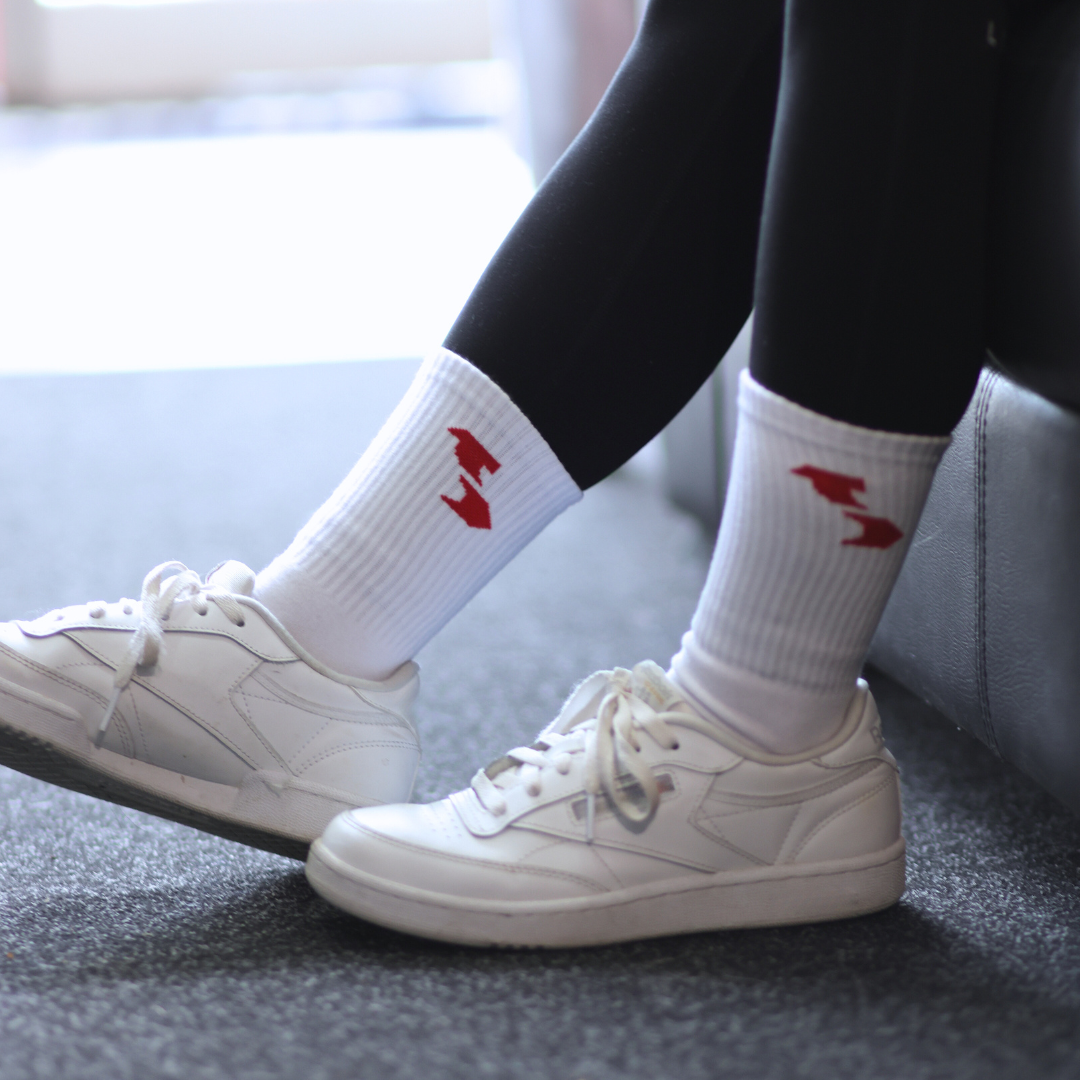 2 Pack Crew Socks - White